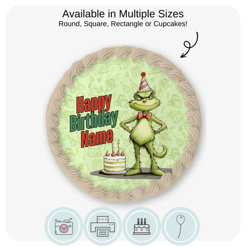 Birthday Grinch Edible Cake Topper